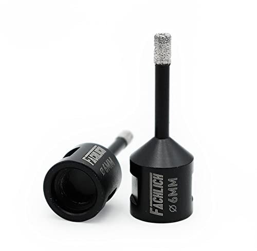 FACHLICH Forets Diamant 2 Pièces 6mm Trépans de Forage avec Filetage M14 pour Perçage à sec en Porcelaine Carrelage Granit Marbre