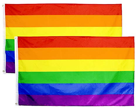 Gay Pride Drapeau, Rainbow Flag 90x150mm 2pcs With Sewing Stripe, Lgbt Flag With Brass Rings, Bright Color, Anti - Uv Fading,