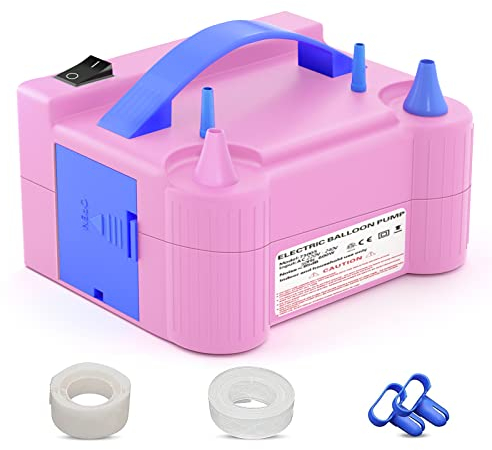 Nestling Pompa Elettrica per Palloncini-Gonfiatore Palloncini Elettrico(600W)-Due modalità di Funzionamento Pompa Palloncino-1 Punto di Colla, 1 Nastro, 2 Annodatori-Adatto per Feste, Matrimoni, Rosa