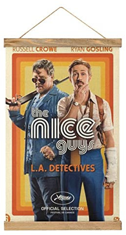 The Nice Guys Filmposter, Stoffbild, Kunst, Holzrahmen, zum Aufhängen, für Raumdekoration, Öl-Leinwand-Kit, Geschenk