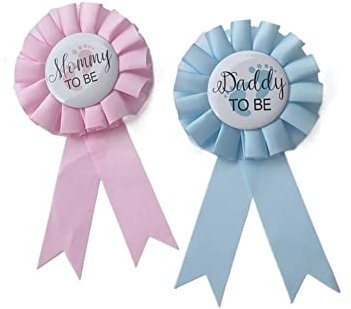 2 Stück Weißblech-Anstecknadel mit Aufschrift Daddy and Mommy to be, Geschenk für Babyparty, Partygeschenk, Dekoration (Rosa, Blau)