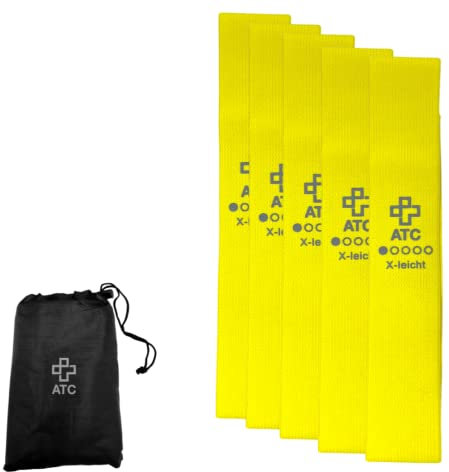 ATC Handels GmbH Fitnessbänder Loop Textil 32x5,8cm in verschiedenen 5 Stärken - 1 oder 5 Stück - für Kraftsport, Yoga, Gymnastik - Widerstandsbänder, Sportband, Gymnastikband (5, extra leicht)