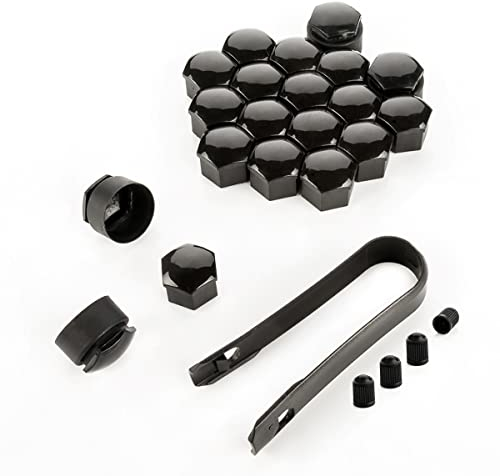 LST 20x Radschraubenkappen Kappen Set 17 mm schwarz glänzend Diebstahlschutz