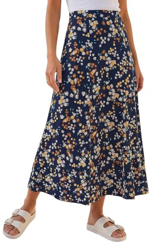 Roman Jersey Skirt for Women UK - Ladies Midi Maxi Floral Animal Print Autumn Winter Swing Smart Casual Office Cocktail Party Going Out Evening Holiday Cruise