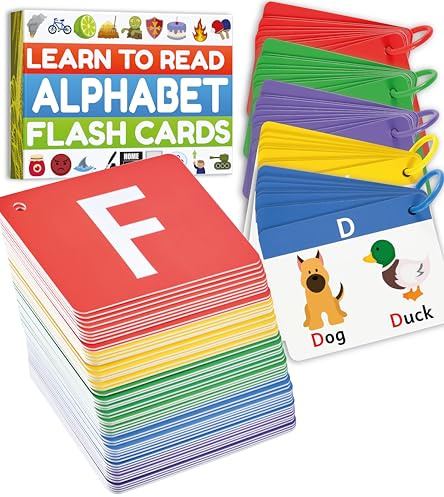 Alphabet Flash Cards - Thick ABC Flashcards for Kids Ages 3-6 | Upper & Lower Case Letters, SATPIN Levels, Phonics Letter Sounds, Learn to Read, British English, Teacher-Made
