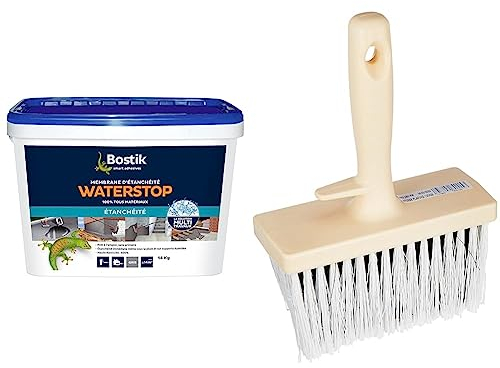 Bostik Membrane d'Étanchéité Waterstop – Jointe, Colle, Rebouche – Réparation de Fuites, Infiltrations, Fissures & NESPOLI Brosse rectangulaire à encoller petit model