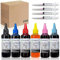Universal Farbstofftinte Nachfüllset für HP Canon Epson Brother Lexmark Samsung Dell Kodak Tintenstrahldrucker 6 Farben Set kompatible Patronen nachfüllbare Patronen CISS CIS System mit 4 Spritzen,