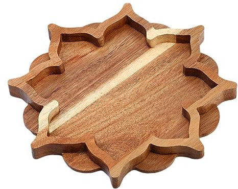 Gralara Vassoio di Cristallo in Legno a Forma di Fiore Organizzatore di Cristallo Decorativo Multiuso