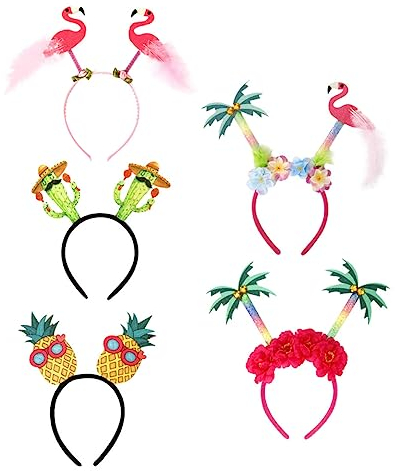 DOITOOL 5 Stücke Tropical Hoop Hawaiian Kopfschmuck Luau Party Zubehör Hawaiian Dekorationen Für Party