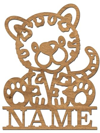 codiarts. Namensschild, Wandbild, Kinderzimmer, Kindertür, personalisierbar mit Namen, selbstklebend (Leopard)
