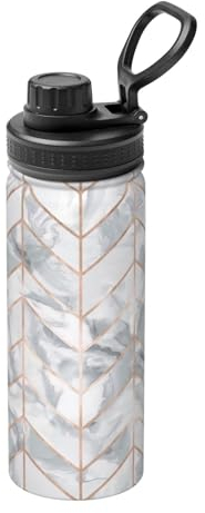 ZISHAK Sport-Trinkflasche mit Marmor-Design, Rotgold, isoliert, Premium-Edelstahlbecher für Wärmespeicherung