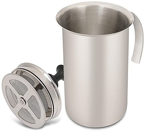 Milk Frother with Manual Pump for Milk Frother Thickened 400 ml Stainless Steel for Kitchen Applications