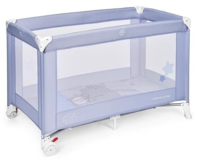 ms Baby World - Lettino da viaggio 120 x 60 cm, per bebè, incluso materasso e borsa per il trasporto, da 0 + mesi fino a 15 kg, facile da piegare e da montare, leggero e stabile