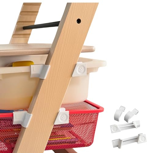 [ TEST SEHR GUT, NOTE 1.1 *] EmSoLi Adapter Weiss + 2x Haken für Ikea Trofast Box Korb Drahtkorb, kompatibel mit Stokke Tripp Trapp Baby Hochstuhl, Hochstühle Kinderstuhl Zubehör, Kinder Hoch Stuhl