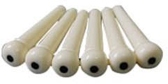 Göldo Bridge Pins 6er Set Ivory, Black Dot HW106 - Gitarren Ersatzteil