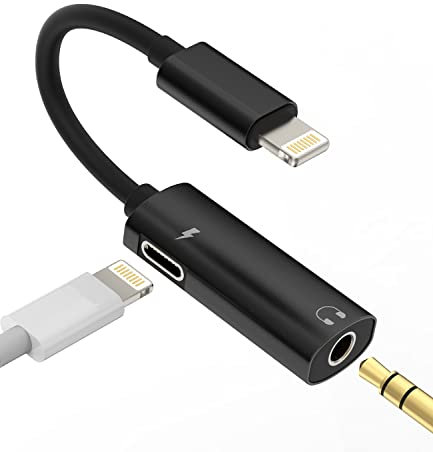 Lightning auf AUX Audio Klinke Adapter(2 in 1)für iPhone 3.5mm Kopfhörer Jack Laden Splitter Auto Klinkenstecker Ladegerät Cable Konverter für iPad aufladen Headphone Anschluss für Apple MFI Certified