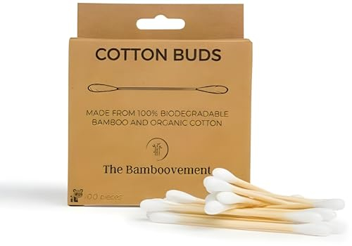 The Bamboovement Wattestäbchen aus Bambus und Baumwolle, 1er Pack (100 Stück) nachhaltig & umweltfreundlich