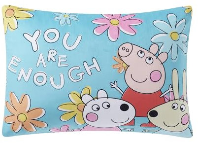 NORTHWEST Wende-Bettkissen für Kinder, mit abnehmbarer Schale, komplettes Bettkissen mit wolkenähnlicher Füllung und abnehmbarem Bezug, 50,8 x 76,2 cm, Peppa Pig