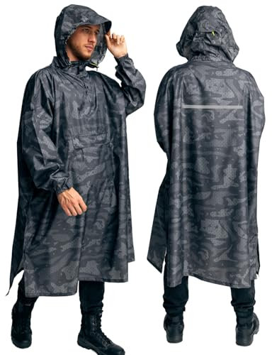 Jubi® Regenponcho Herren aus 100% Recycled Polyester | Grau | Nachhaltig, Leicht & Wasserdicht