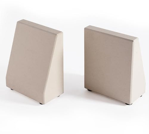 Serre-livres en marbre naturel pour étagères, serre-livres antidérapants pour livres lourds, bloqueur de livre robuste pour CD et livres surdimensionnés, support d'étagère de luxe Moleanos Beige