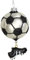 Christbaumschmuck Glas 11,8cm - Fußball Figur zum Aufhängen - handbemalt & mit Glitzer - Weihnachtsbaum Anhänger für Weihnachten - Christbaumanhänger & Weihnachtsbaumschmuck - Sport Ball Schwarz Weiß