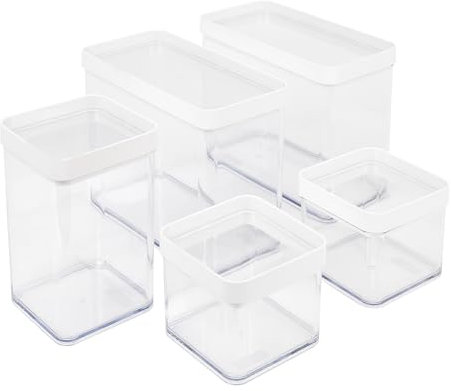 Rotho Fera Set Vorratsdosen (0.5+2.1+1 l) 5 tlg. FERA, Kunststoff (PP) BPA-frei, transparent, (32.3 x 22.3 x 17.4 cm)