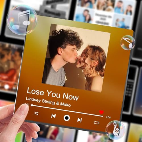 Music Fridge Magnet Custom Album,Personalised Fridge Magne Musical Magnets Can Play Song,Customized Photo for Music Lovers Friend Family Christmas Valentine's Day Birthday Gifts (NO Border)