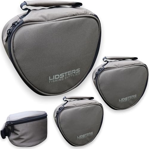 3 Lidsters Deluxe Padded Green Reel Cases Bag for Carp Coarse Pike Fishing Reels Tackle