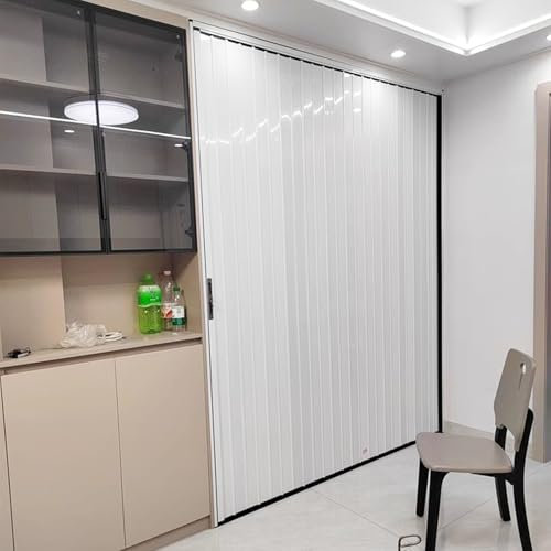 Porte Accordéon Porte Pliante Coulissante Blanche Verrouillable, Rideaux de Porte de Style Accordéon pour Chambre/placard, Portes de Séparation Plissées Thermiques 24 28 30 32 34 36 48 60 Pouces(37x80