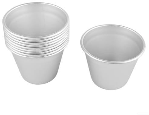 Juego de 10 vasos de aluminio para hornear con facilidad adecuados para tartas y gelatinas individuales