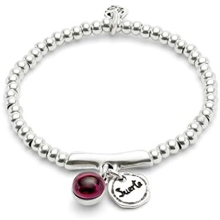 Uno de 50 Bracciale Placcato In Argento Sterling E Vetro Di Murano Viola E Parola Fortunata