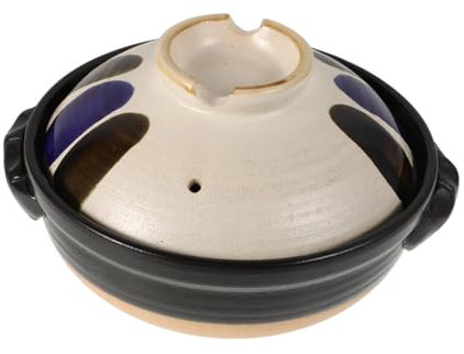 Warmhm Japanischer Suppentopf Retro-Auflauf Hochtemperaturbeständiger Topf Kuchenform rundes Tablett Keramiktopf mit Deckel Reiskochen Topf alter Keramiktopf Vintage Suppentopf Ton