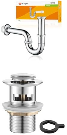 Ibergrif Flexibler Ablaufschlauch 1 1/4“ x 22 mm + Ibergrif Ablaufgarnitur POP UP