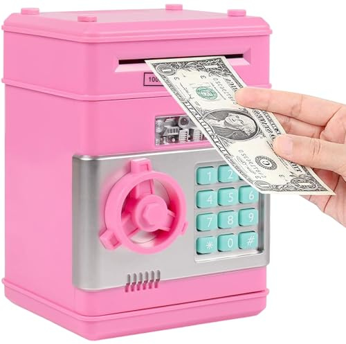 Binnan Passwort Sparschwein Spielzeug Bank,Sparschwein Tresor für Kinder,Elektronische ATM Geldautomat Geldschein,Mini-ATM-Safe mit Passwortschloss und Sound als Geschenk für Kinder von 3-8 Jahren