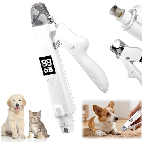 Lichtschere Pro,2 in 1 Krallenschere für Hunde, Krallenschleifer Mit Licht, Krallenschere für Hunde mit Bildschirm, Wiederaufladbare Nagelschere Trimmer Nagelfeile für Katze Hund