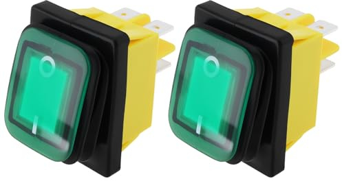 eMagTech 2 Stücke 4Pin 250 V 30A Grün Beleuchtet Wasserdicht Power Wippschalter 30x22mm Für Auto Und Marine