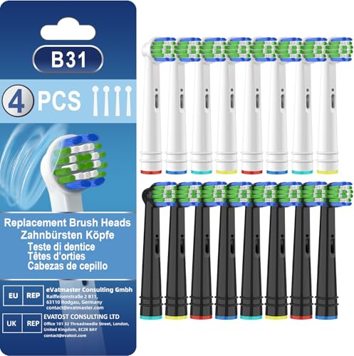 CALLYSONIC Aufsteckbürsten, kompatibel mit Oral-B, Bürstenköpfe, elektrische Zahnbürsten, kompatibel mit Vitality Pro 3, Precision, Floss, Cross, Sensitive (8 weiß + 8 schwarz)
