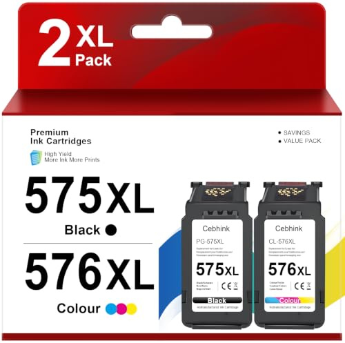 PG-575 CL-576 für Canon Druckerpatronen 575 576 Patrone | Kompatibel mit Pixma TS3750i TR4755i TS3550i TS3551i TR4750i TR4751i, 575XL 576XL, Ersatz für Canon 575 Black 576 Color