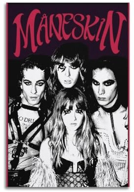 GFUWEWQEGUU Maneskin (1) Poster, ästhetische Wandkunst, dekoratives Gemälde, Poster, Dekoration, Vintage-Leinwand für Wohnzimmer, Schlafzimmer, 30 x 45 cm, ungerahmter Stil