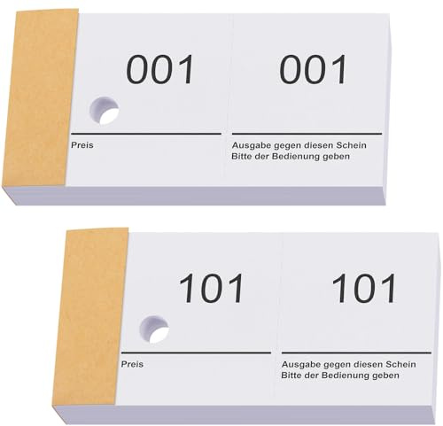 Nezyo 1-200 Bloques Numerados Boletos de Rifa, 10 cm x 5 cm, Níveas | Con Números Dobles, Boletos de Rifa, Papeletas Rifa, Para Guardarropa, Sorteos, Eventos, Fiestas, Ferias y Golosinas