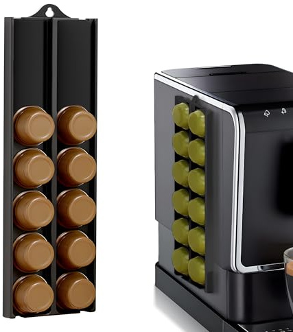 Einstellbare Größe Kapselhalter Kaffeepads Aufbewahrung Capsule Wand | Kompatible mit Nespresso Nespresso Vertuo Dolce Gusto TassimoKapseln, Holder Wohnmobil Deko(Schwarz, 1 Stück)