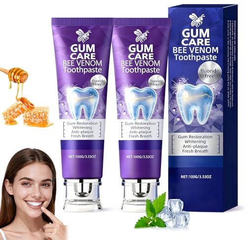 2pcs Rolimey Viocore Zahnpasta mit Bienengift zur zahnbehandlung, 100g Natürlich Whitening Zahnpasta, Bienengift-Zahntherapie Oral Power, Entfernt Flecken, Reinigt Gründlich, für Männer und Frauen