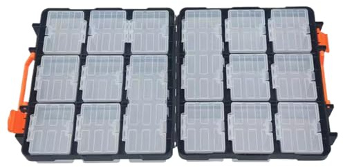 Hardware Storage Box - 36 x 34 x 13 cm Compact Storage Clear PP Case Tool Box Screws Nuts | Small Parts Organizer for Workshop, Garage, Office, Art Room