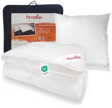 PARADIES Bettenset 135x200 cm, Ganzjahresdecke Halia medium + Kissen Softy 80x80, Allergiker geeignet, Baumwolle mit Aloe Vera, atmungsaktiv