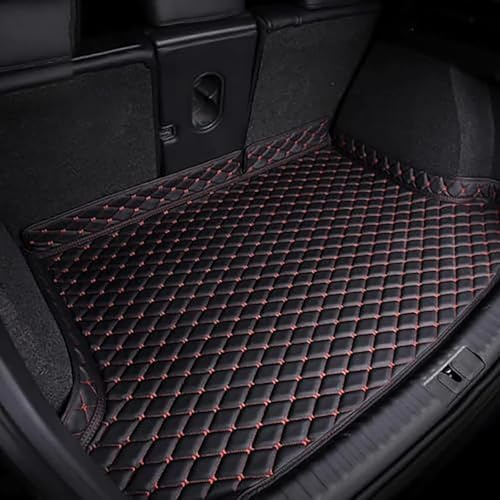 Auto Leder Kofferraummatte für Skoda Superb IV Combi 2023 2024 2025, Kofferraumwanne Antirutsch Wasserdicht Schutzmatte Laderaummatte Kofferraum Schutz Zubehör,B/Black_Red