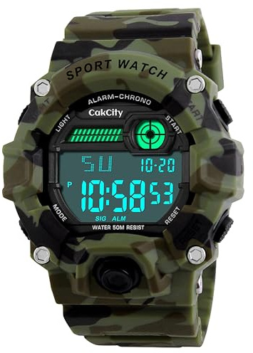 CakCity Boys Camouflage LED Sport Watch,Digital Military Wrist Kids Watch