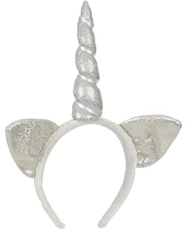 DEGUISE TOI - Serre-tête licorne argent avec oreilles adulte - Serre-tête - Taille Unique - Argenté/gris - Accessoires pour déguisement - Polyester/Plastique Polyester/Plastique - - Carnaval