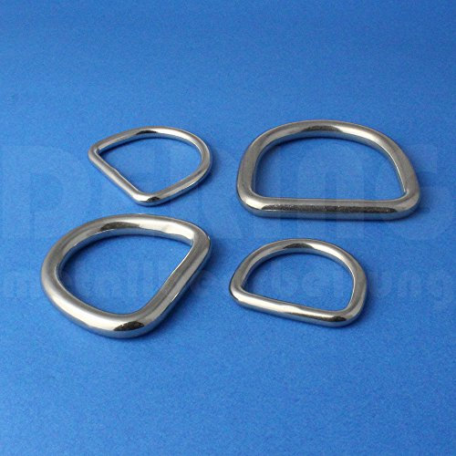 Halbring 6 X 50 geschweißt, poliert, Edelstahl A4 (VPE = 2 Stück) | D-Ring, 6mm stark - für 50mm Gurt/Band geeignet | Halbrundring z.B. auch für Hunde-, Katzenhalband, Zaumzeug etc.