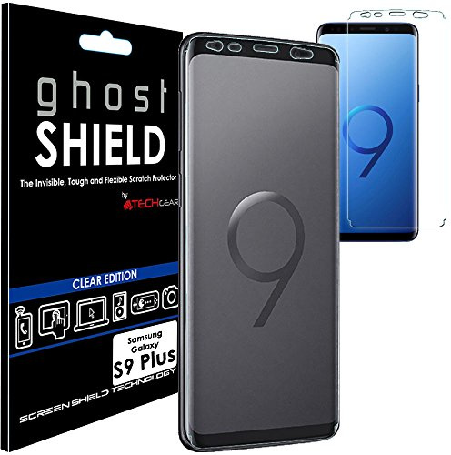 TECHGEAR Screen Protector to fit Samsung Galaxy S9 Plus [ghostSHIELD Edition] Genuine Reinforced Flexible TPU Screen Protector Guard Covers with Full Screen Coverage inc Curved Screen