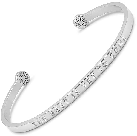 SIMPLE PLEDGE | The Best is yet to come Armreif | Armband Damen mit Gravur in Silber, Gold, Roségold | Perfekt als Schmuck Geschenk | Blindgravur